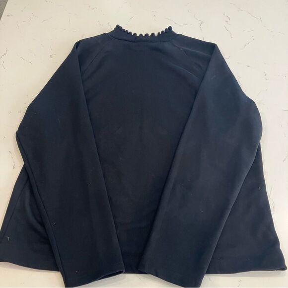 LOFT Black Ruffled Collar with Buttons Sweatshirt Top Size Large - Picture 8 of 8